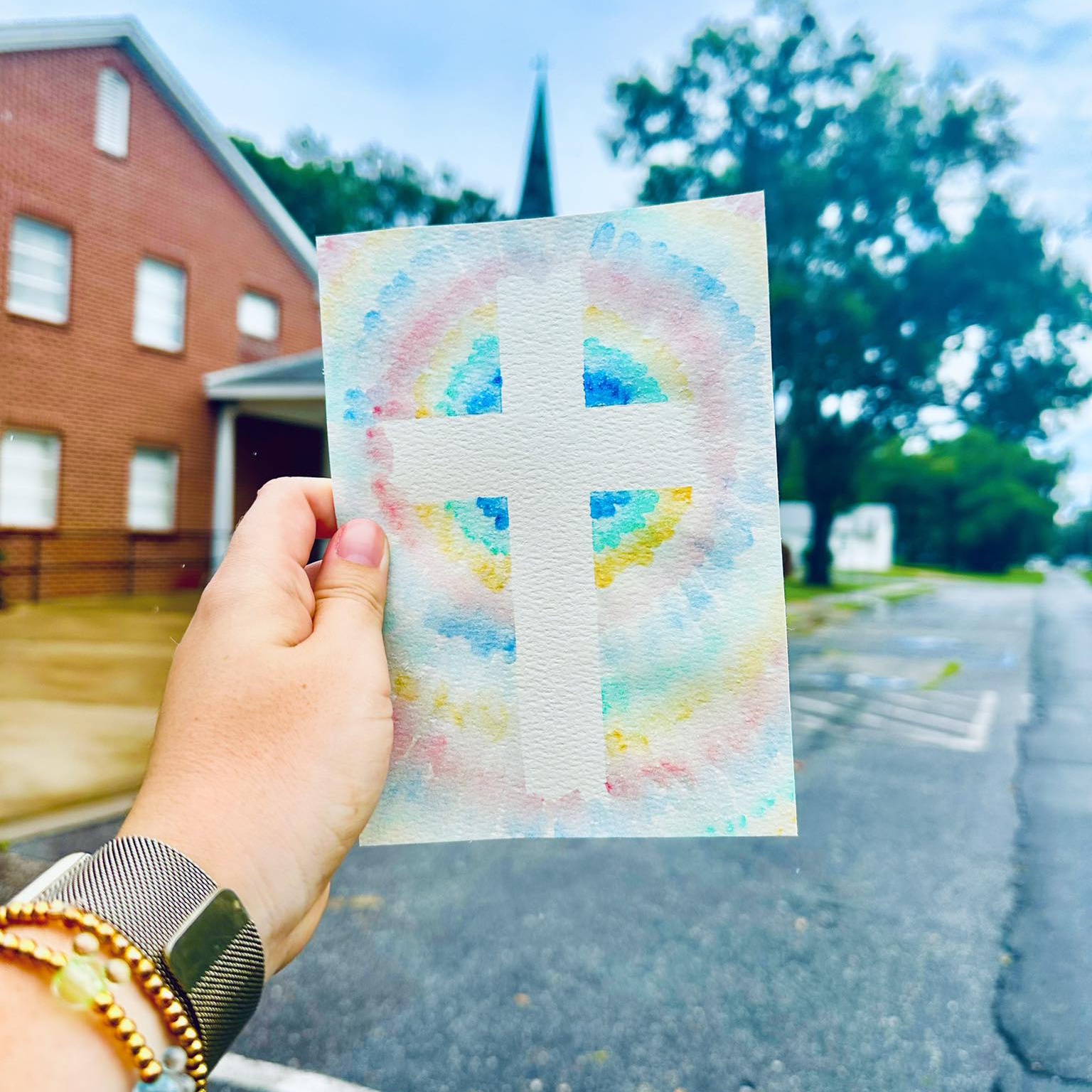 Watercolor and Salt Crosses