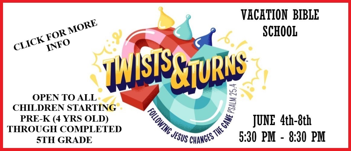 Vacation Bible School - June 4th - 8th  5:30 PM - 8:30 PM